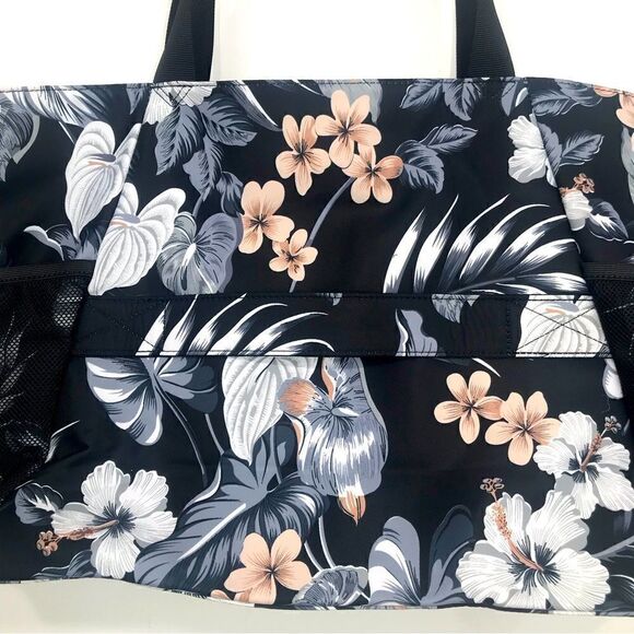 Esvan NEW Black Tropical Print Duffle Tote Beach Gym Bag - Picture 5 of 16